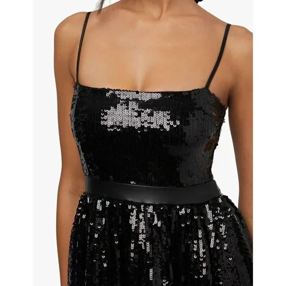 We Wore What Womens Sequin Mini Dress Black Midi Size 2 New - Picture 2 of 3